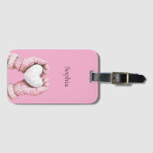 Pink Gloves White Heart   Gepäckanhänger (Vorderseite (Horizontal))