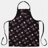 Pink Glow Butterfly Heart Pattern Apron Schürze (Vorderseite)
