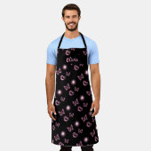 Pink Glow Butterfly Heart Pattern Apron Schürze (Getragen)