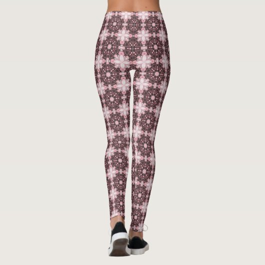 Pink Glow Geometric Batik Fusion Leggings (Rückseite)