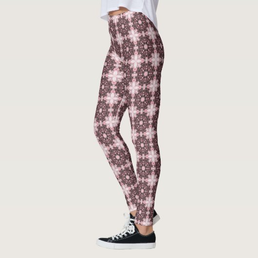 Pink Glow Geometric Batik Fusion Leggings (Links)