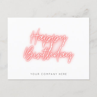 Pink Glow Neon Business Geburtstag Postkarte