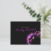 PINK GLOWING STARS Bat Mitzvah Reply Card RSVP Karte (Stehend Vorderseite)