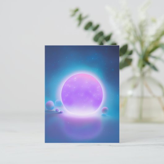 Pink Glows Planet Postkarte (Stehend Vorderseite)