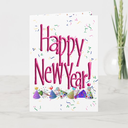 Pink GLÜCKLICH NEUES JAHR! Feiertagskarte (Vorderseite)