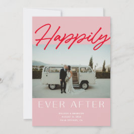 Pink glücklicherweise immer nach Hochzeit Ankündig Einladung