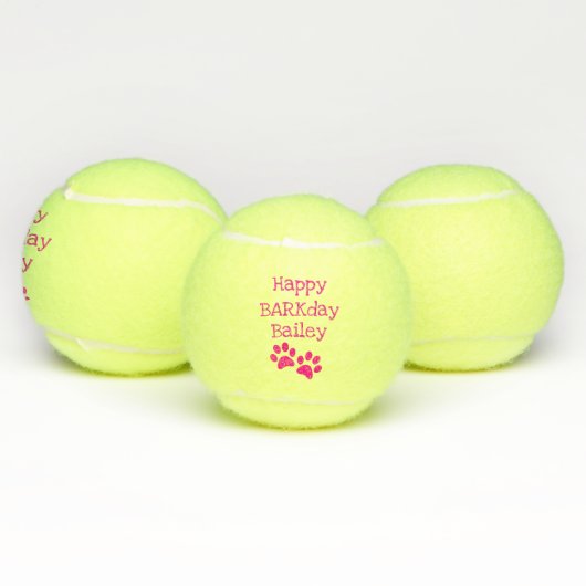 Pink glückliches Barkday Tennisbälle (Multi)