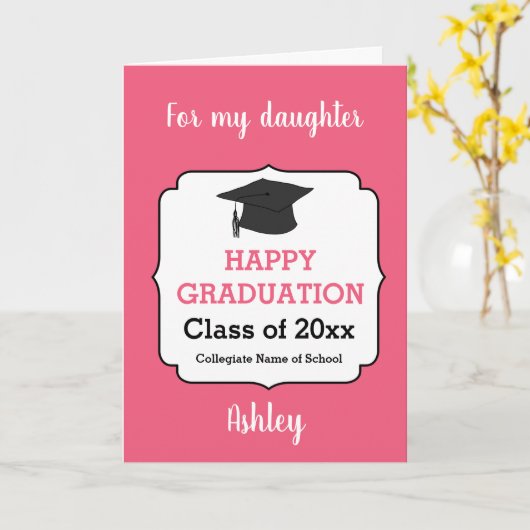 Pink Glückwunsch Klasse von 2025 Abschluss Karte (Gelbe Blume)