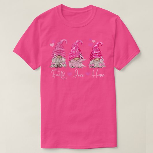 Pink Gnome Brustkrebs Bewusstsein 2424 T-Shirt (Design vorne)