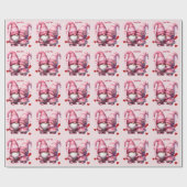 Pink Gnome Valentine Couple Geschenkpapier (Flach)