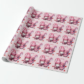 Pink Gnome Valentine Couple Geschenkpapier (Ungerollt)