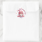 Pink Gnome Valentine Cupid Runder Aufkleber (Tasche)