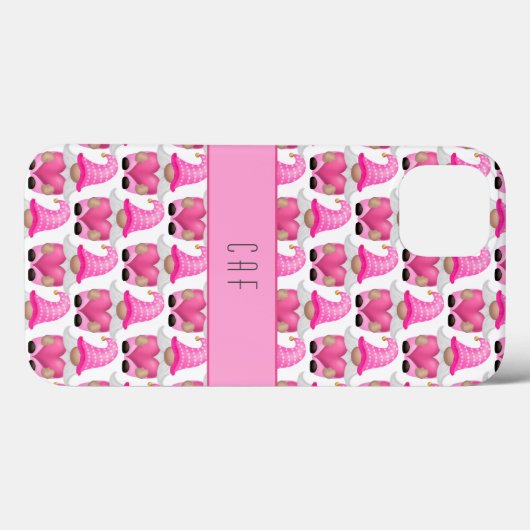 Pink Gnomes Hearts Monogram Woodland Niedlich Case-Mate iPhone Hülle (Rückseite (Horizontal))
