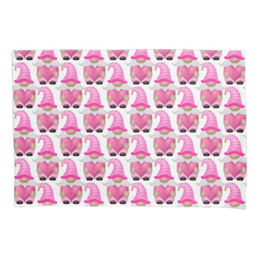 Pink Gnomes Hearts Woodland Skandinavien Niedlich Kissenbezug (Vorderseite)