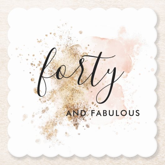 Pink & Gold 40. Geburtstagspapier-Untersetzer Untersetzer (Vorderseite)