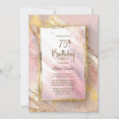 Pink Gold 75. Geburtstagsfeier Einladung (Vorderseite)