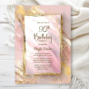 Pink Gold 90. Geburtstagparty Einladung