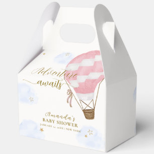 Pink Gold Abenteuer Heißluftballon Babyparty  Geschenkschachtel