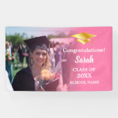 Pink | Gold Abschluss Custom Foto Class of 2025 Banner (Horizontal)