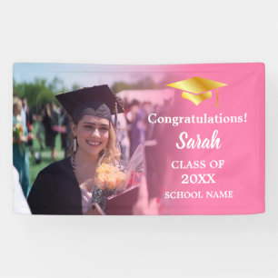 Pink Gold Abschluss Custom Foto Class of 2025 Banner