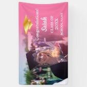 Pink | Gold Abschluss Custom Foto Class of 2025 Banner (Vertikal)