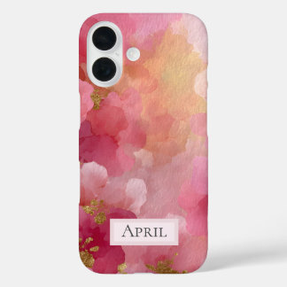 Pink & Gold Abstract Watercolor iPhone 16 Hülle