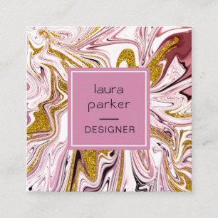 Pink Gold Abstrakt Artistic Girl Beruflich Quadratische Visitenkarte