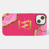 Pink & Gold Achat Geode Monogramm iPhone Hülle (Rückseite (Horizontal))