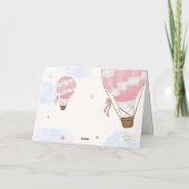 Pink Gold Adventure Hot Air Ballon Babydusche Dankeskarte (Rückseite)