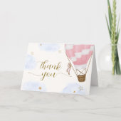 Pink Gold Adventure Hot Air Ballon Babydusche Dankeskarte (Vorderseite)