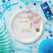 Pink Gold Adventure Hot Air Ballon Babydusche Pappteller (Party)