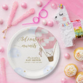 Pink Gold Adventure Hot Air Ballon Babydusche Pappteller (Party)
