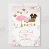 Pink Gold Afro African Baby Angel Baby Dusche Einladung (Vorderseite)