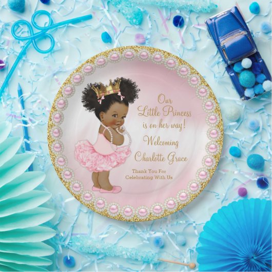 Pink Gold Afro Princess Baby Shooting Paper Teller (Party)