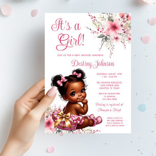 Pink Gold Afro Puff Rüschenhose Mädchen Baby Showe Einladung