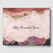 Pink Gold Agate 50. Hochzeitstag Gästebuch (Rückseite)