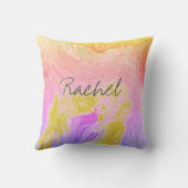 Pink Gold Agate Art Individuelle Name Geschenk für Kissen (Rückseite)