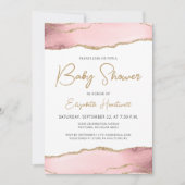 Pink Gold Agate Baby Dusche Einladung (Vorderseite)