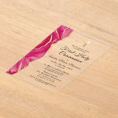 Pink Gold Agate First Holy Communion Girl Acryleinladungen (Ablage )