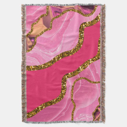 Pink & Gold Agate Geode Glitzer Decke (Vorderseite Vertikal)