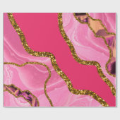 Pink & Gold Agate Geode Glitzer Geschenkpapier (Flach)