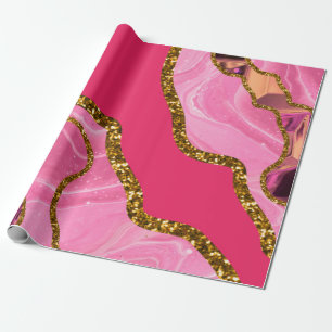 Pink & Gold Agate Geode Glitzer Geschenkpapier