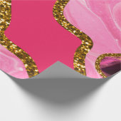 Pink & Gold Agate Geode Glitzer Geschenkpapier (Ecke)