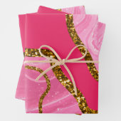 Pink & Gold Agate Geode Glitzer Geschenkpapier Set (Beispiel)