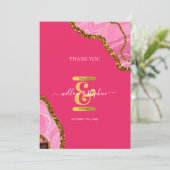 Pink & Gold Agate Geode Glitzer Hochzeit Dankeskarte (Stehend Vorderseite)