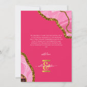 Pink & Gold Agate Geode Glitzer Hochzeit Dankeskarte (Rückseite)