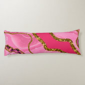 Pink & Gold Agate Geode Glitzer Seitenschläferkissen (Rückseite)