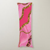 Pink & Gold Agate Geode Glitzer Seitenschläferkissen (Vorderseite Vertikal)