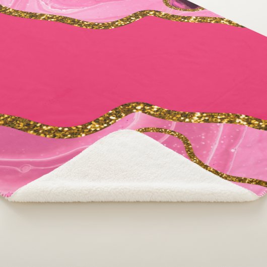 Pink & Gold Agate Geode Glitzer Sherpadecke (3/4)