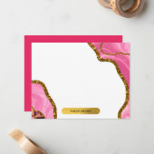 Pink & Gold Agate Geode Glitzer Stationery Mitteilungskarte (Vorderseite/Rückseite Beispiel)
